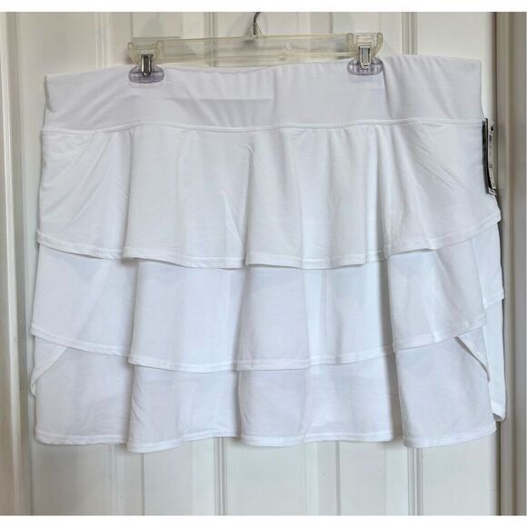 IDEOLOGY- NWT - L Sz 3X Performance Flounce Skort/Bright White/Built-In Shorts - Picture 2 of 12